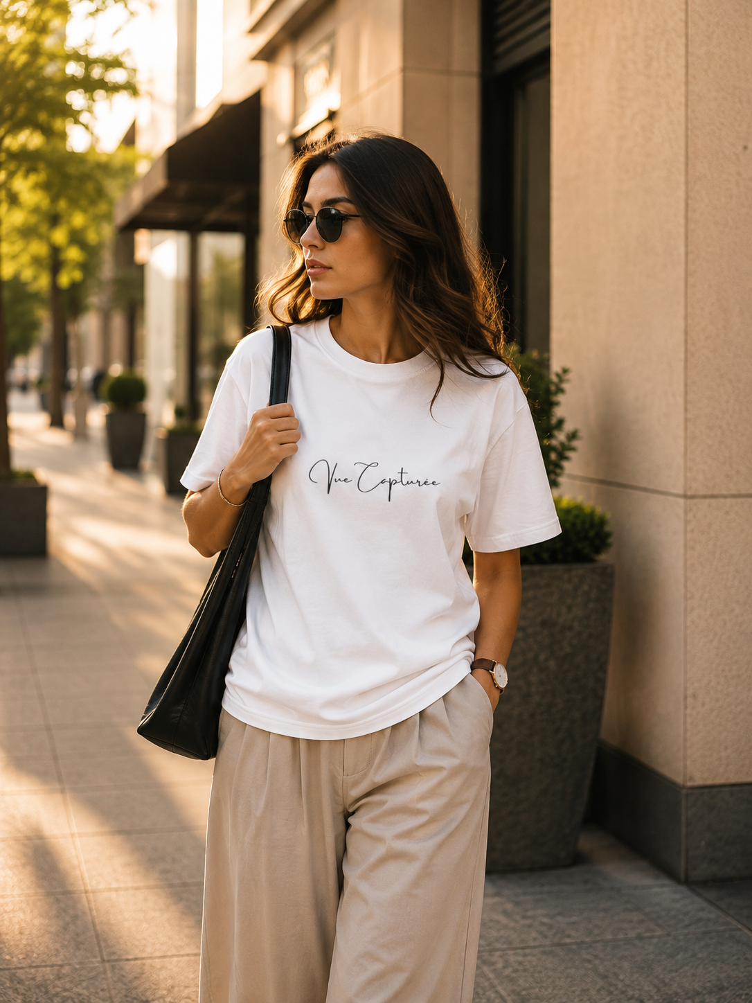 White cotton T-shirt - Vue Capturee Signature White