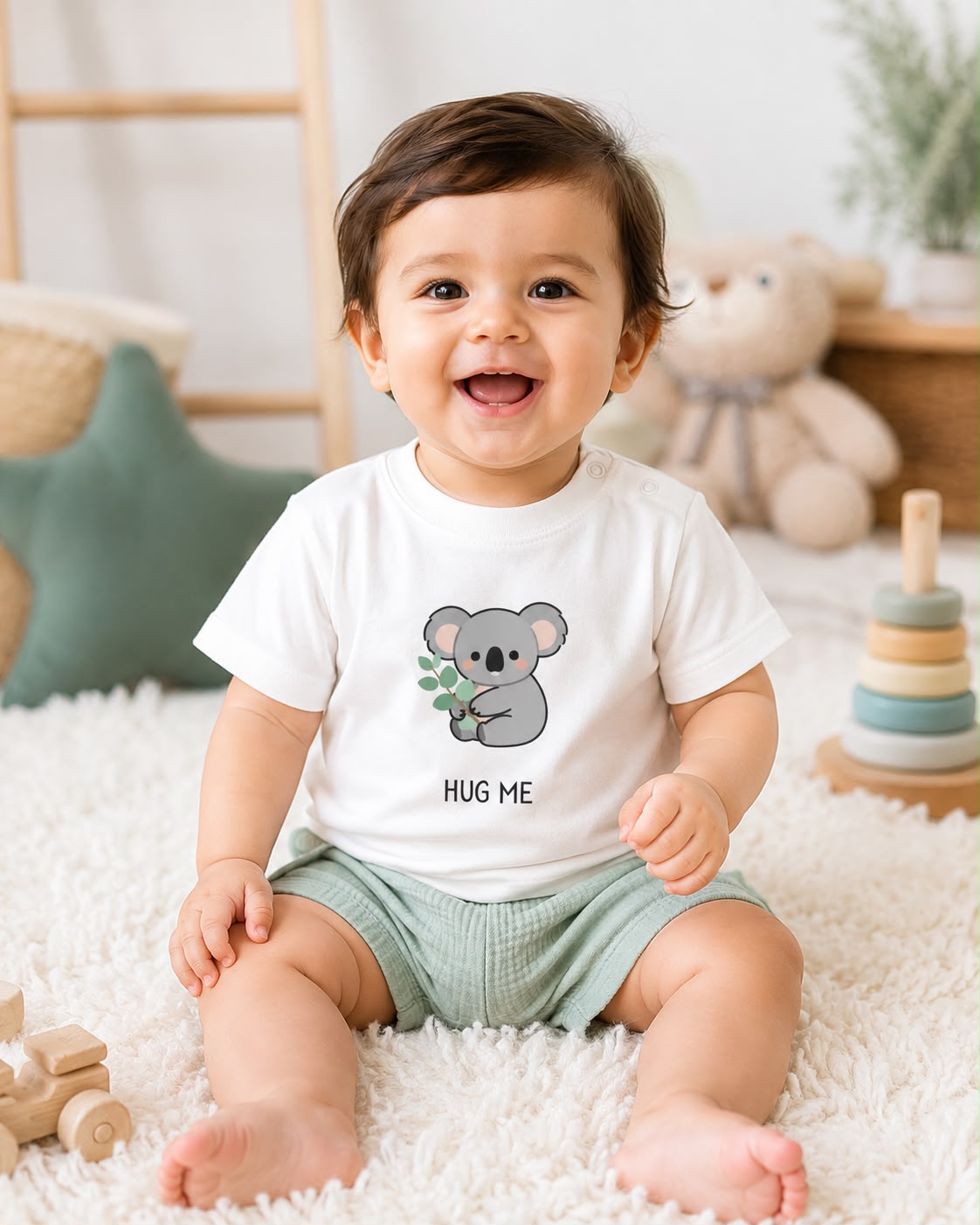 Hug Me Koala Premium 100% Cotton Baby T-Shirt | Soft Unisex Infant Tee