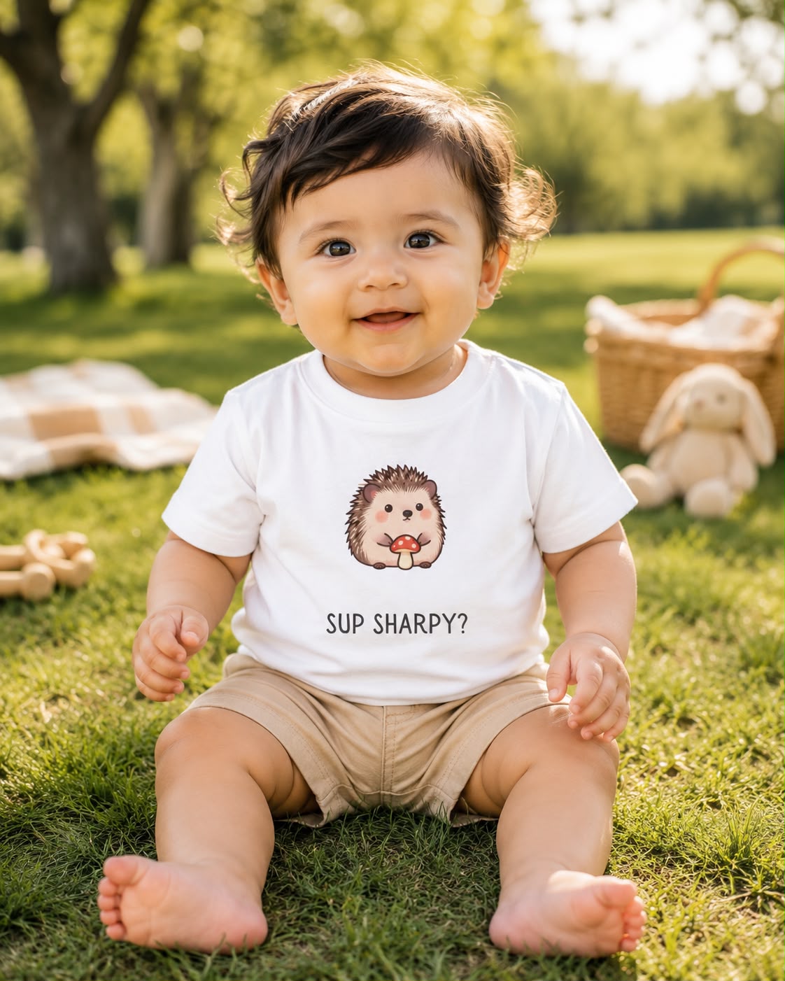 Sup Sharpy? Premium 100% Cotton Baby T-Shirt | Cute Hedgehog Infant Tee