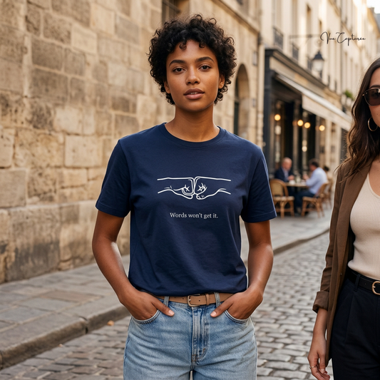 Words Won't Get It Premium Cotton Graphic T-Shirt | Minimalist Fist Bump Tee