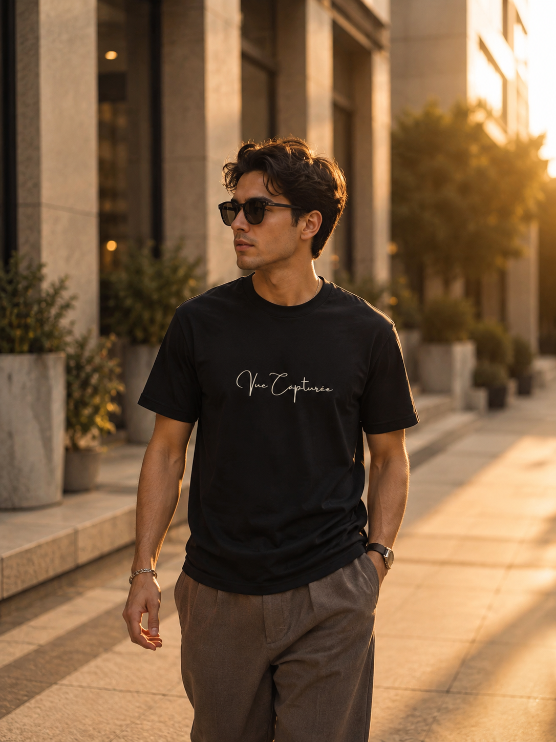 Vue Capturee Classic Black Cotton T-shirt - Unisex